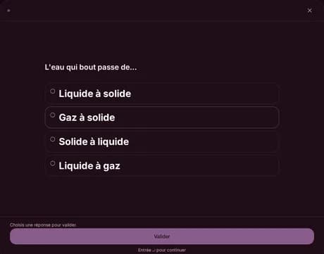 Une question en cours de révision, avec ses choix de réponse